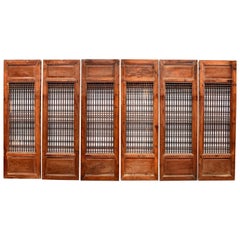 Antique Asian Window Screens Set of 6, Ming Style