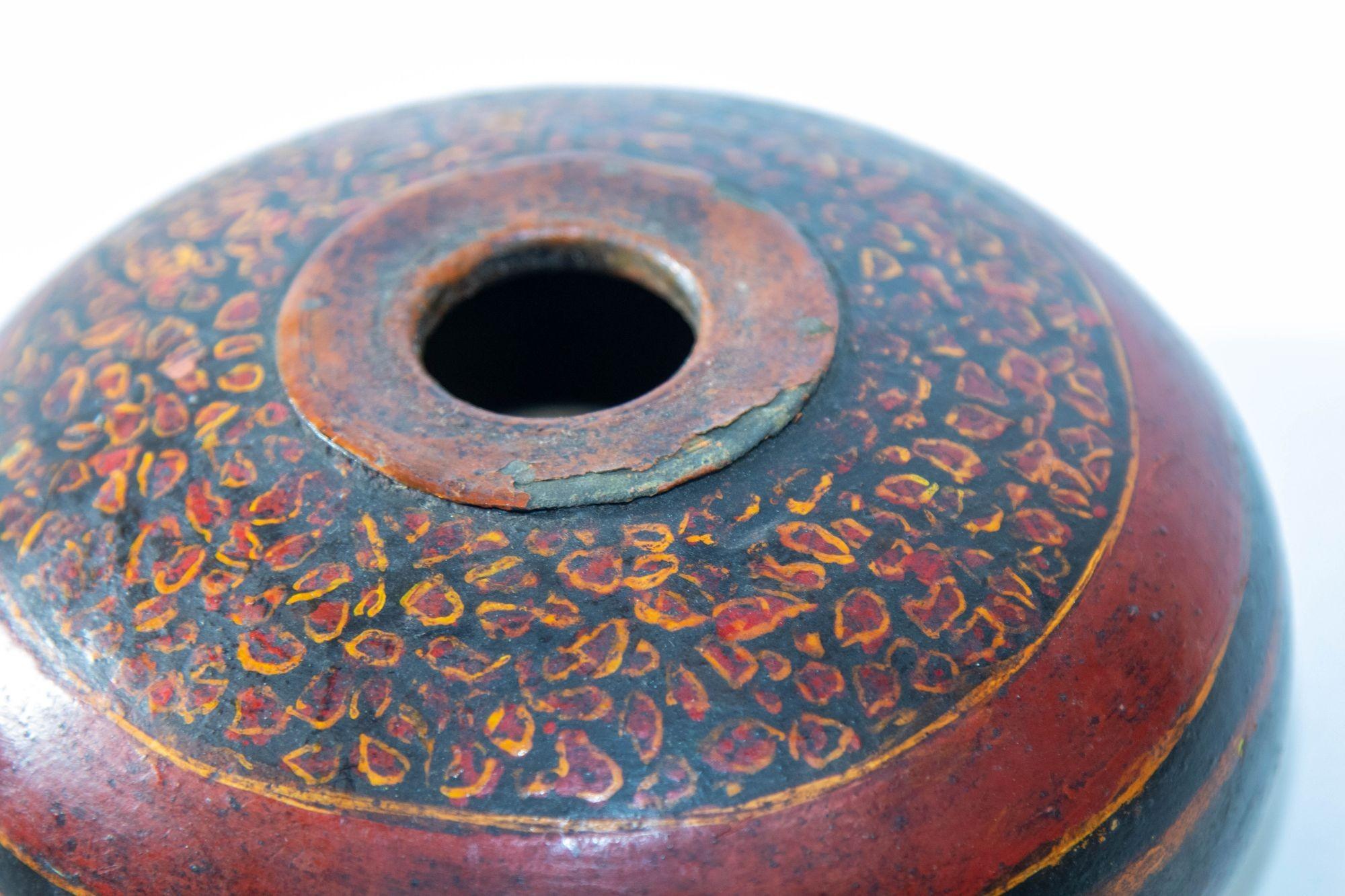 Hand-Crafted Antique Asian Wood Opium Container with Lid and Brass Pull For Sale