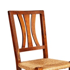 Chaise Asolana ancienne du début des années 1900, en noyer avec assise en paille, polie à la cire