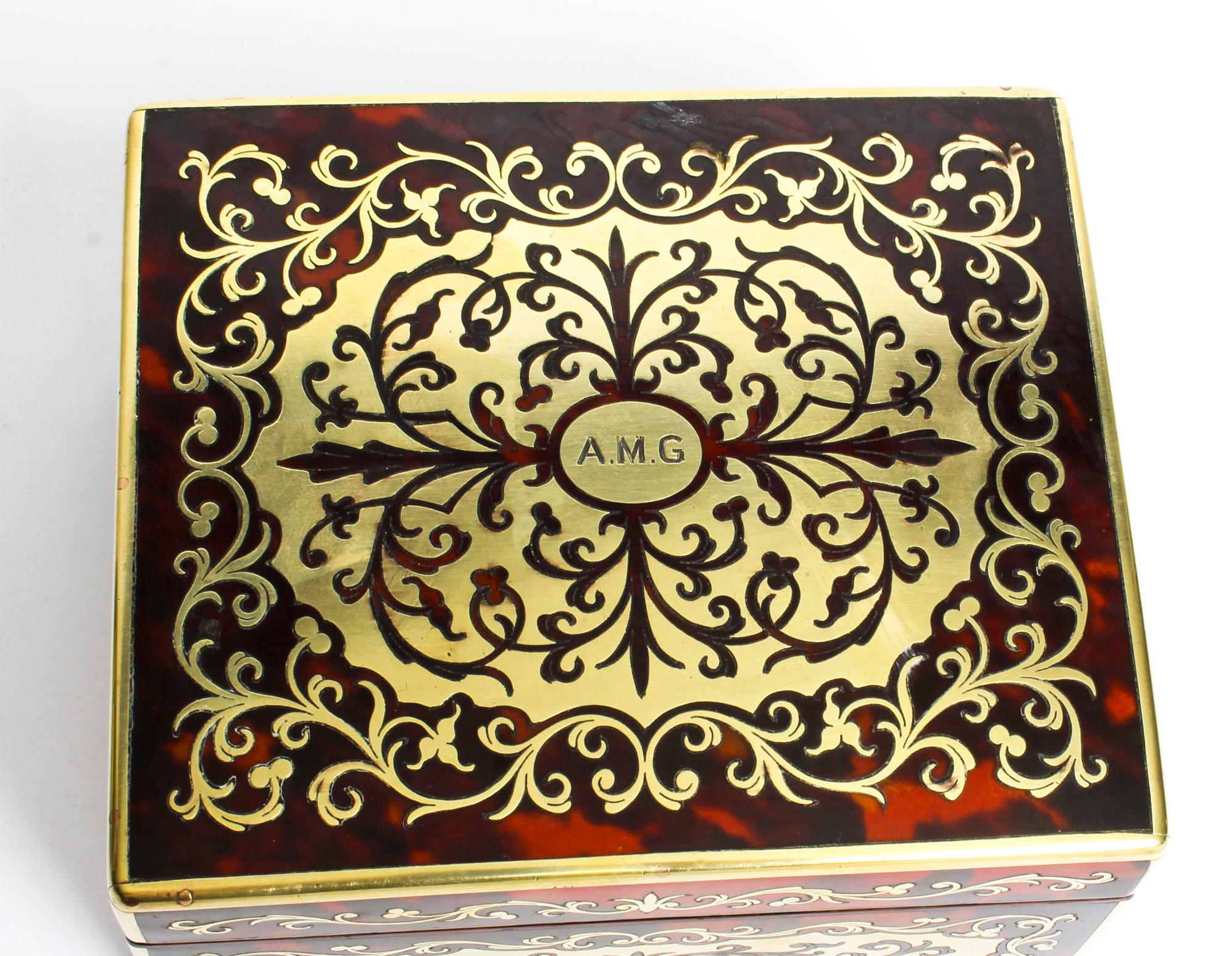 Victorian Antique Asprey Boulle and Cut Brass Marquetry Box, 19th Century