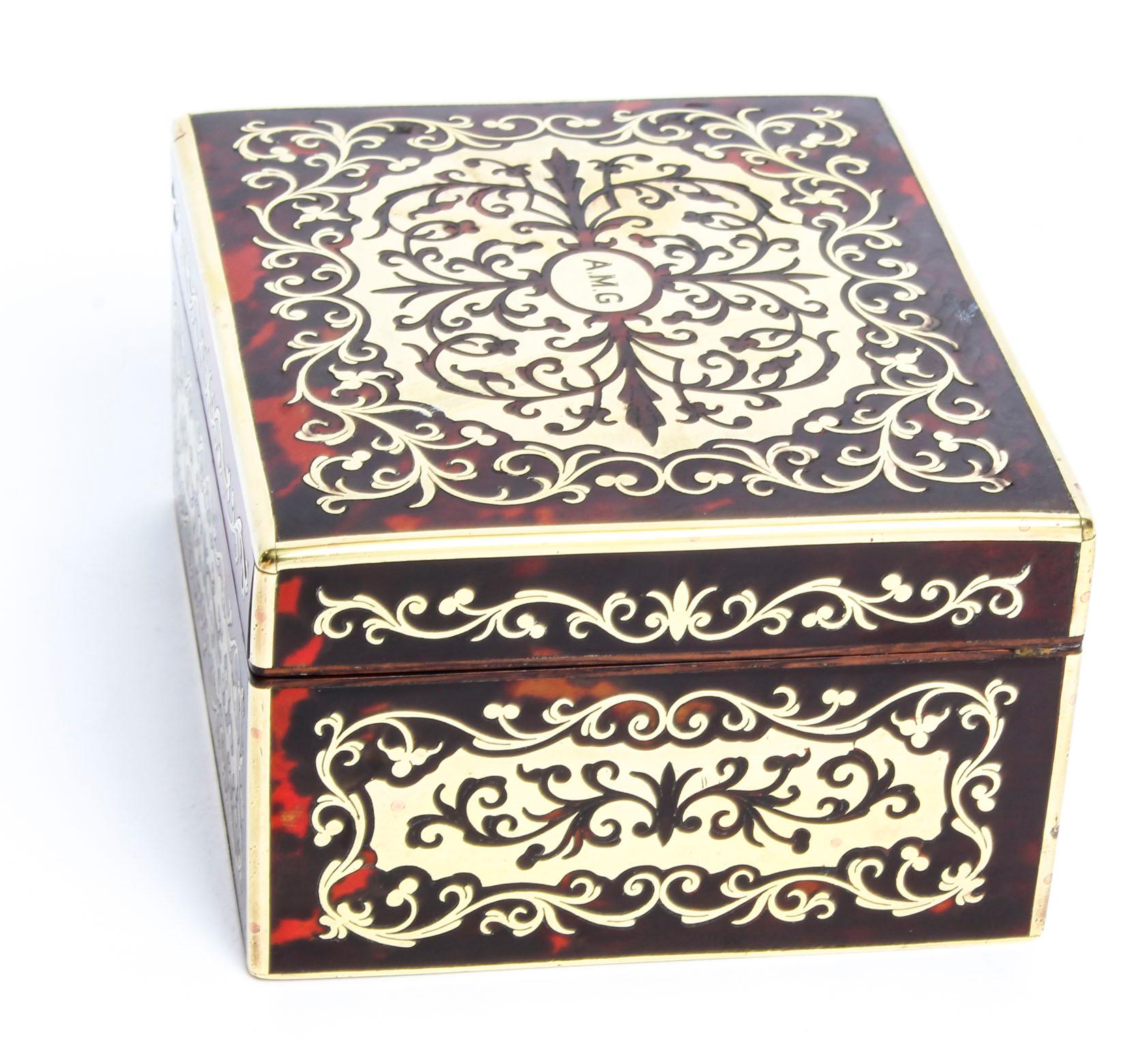 Antique Asprey Boulle and Cut Brass Marquetry Box, 19th Century In Good Condition In London, GB