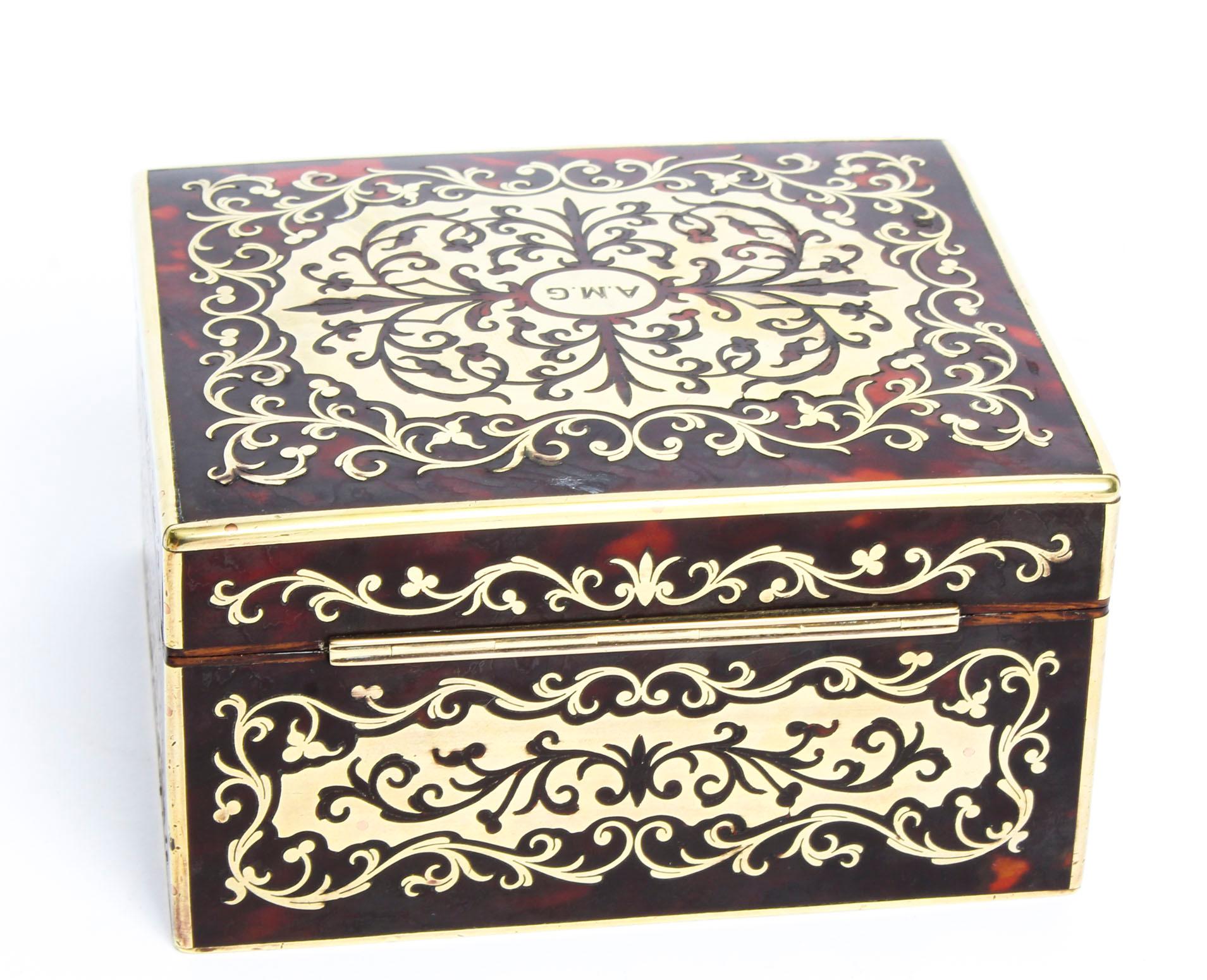 Late 19th Century Antique Asprey Boulle and Cut Brass Marquetry Box, 19th Century
