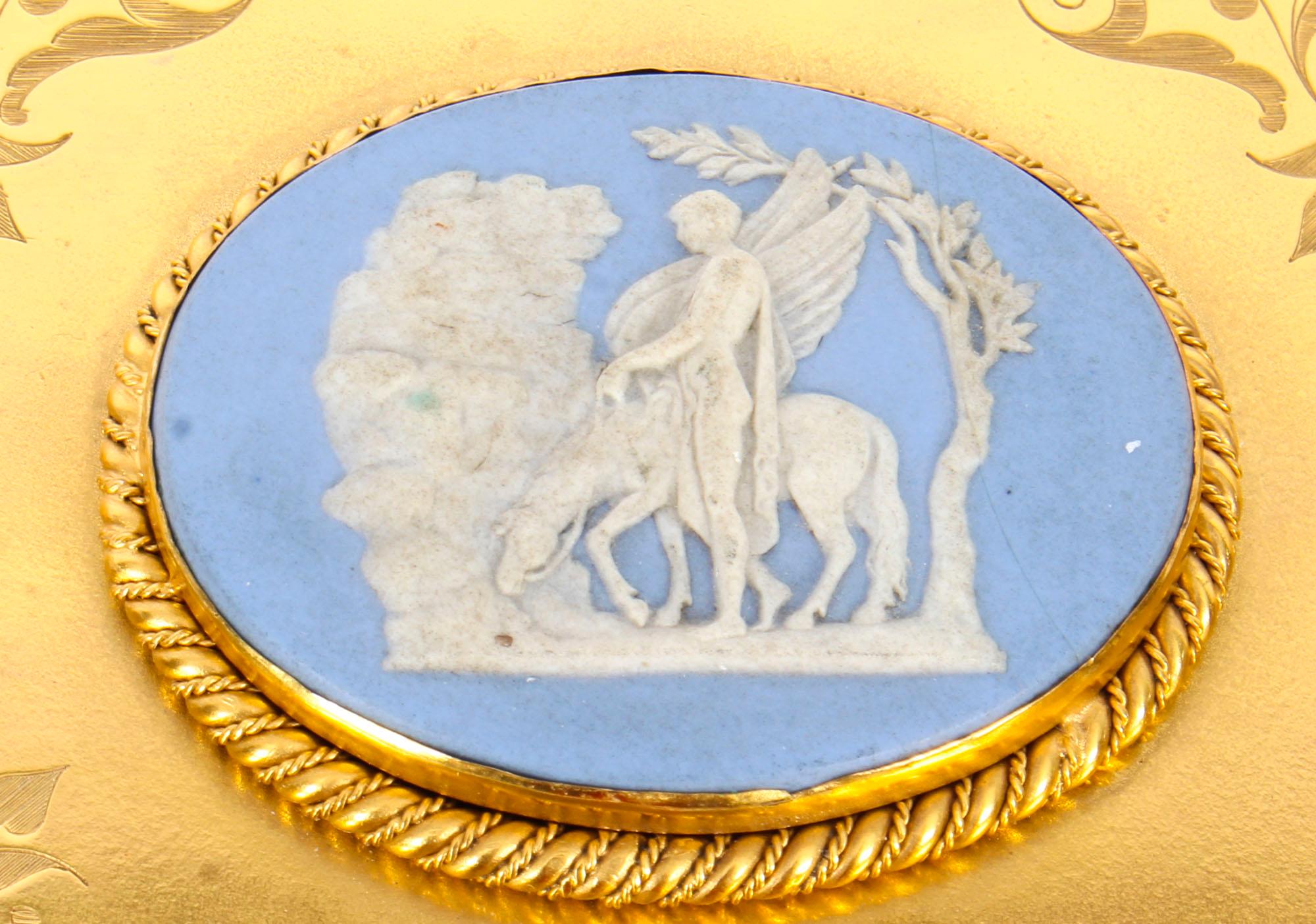 English Antique Asprey London Ormolu Casket with Jasperware Plaques 19th Century