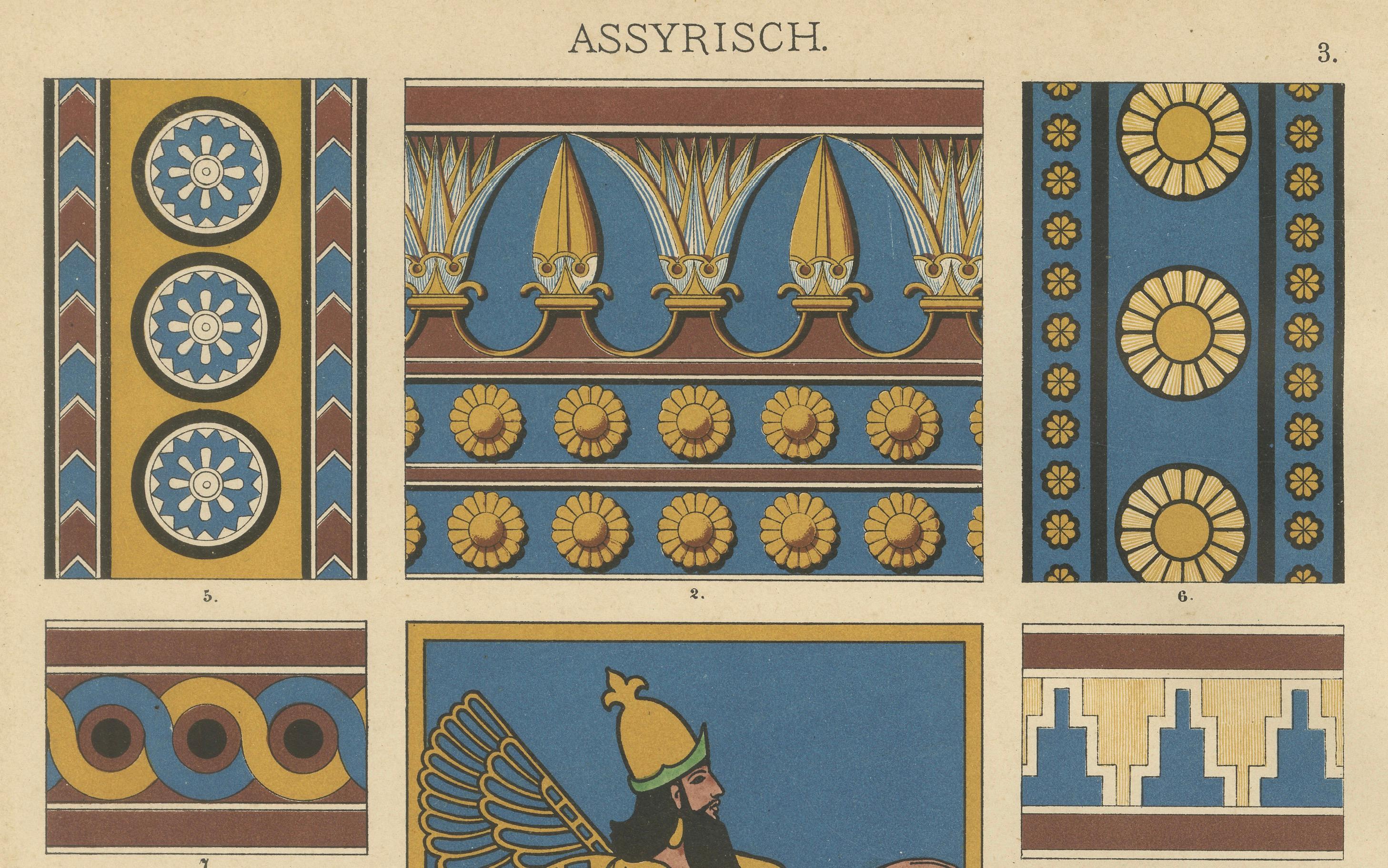 Fin du XIXe siècle Ancien ornement assyrien présentant une figure de gardien mythologique, 1887 en vente
