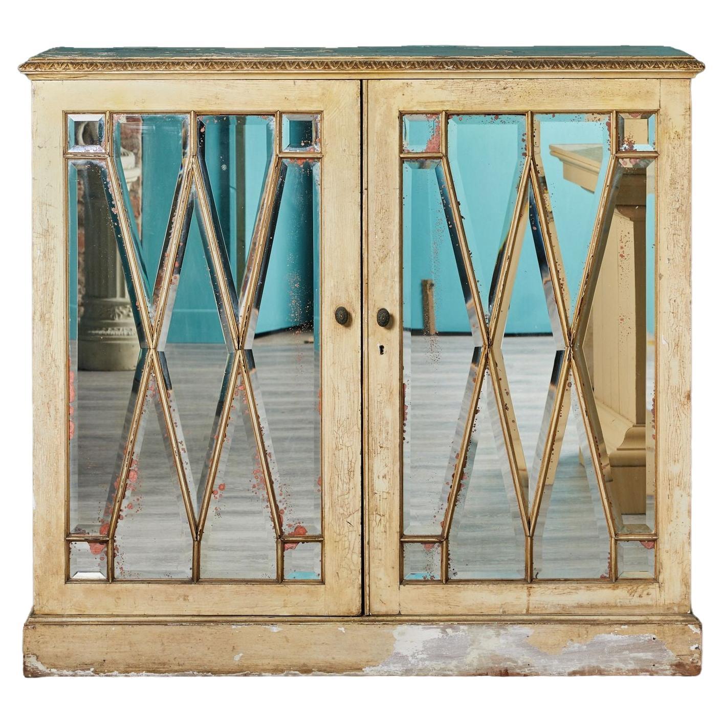 Antique Astral Glazed Mirrored Cabinet