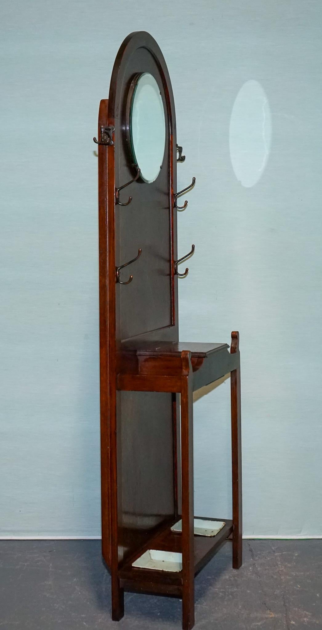 ANTIQUE ATCRAFT OAK HAT AND UMBRELLA HALLWAY STAND WITH A MiRROR im Angebot 2