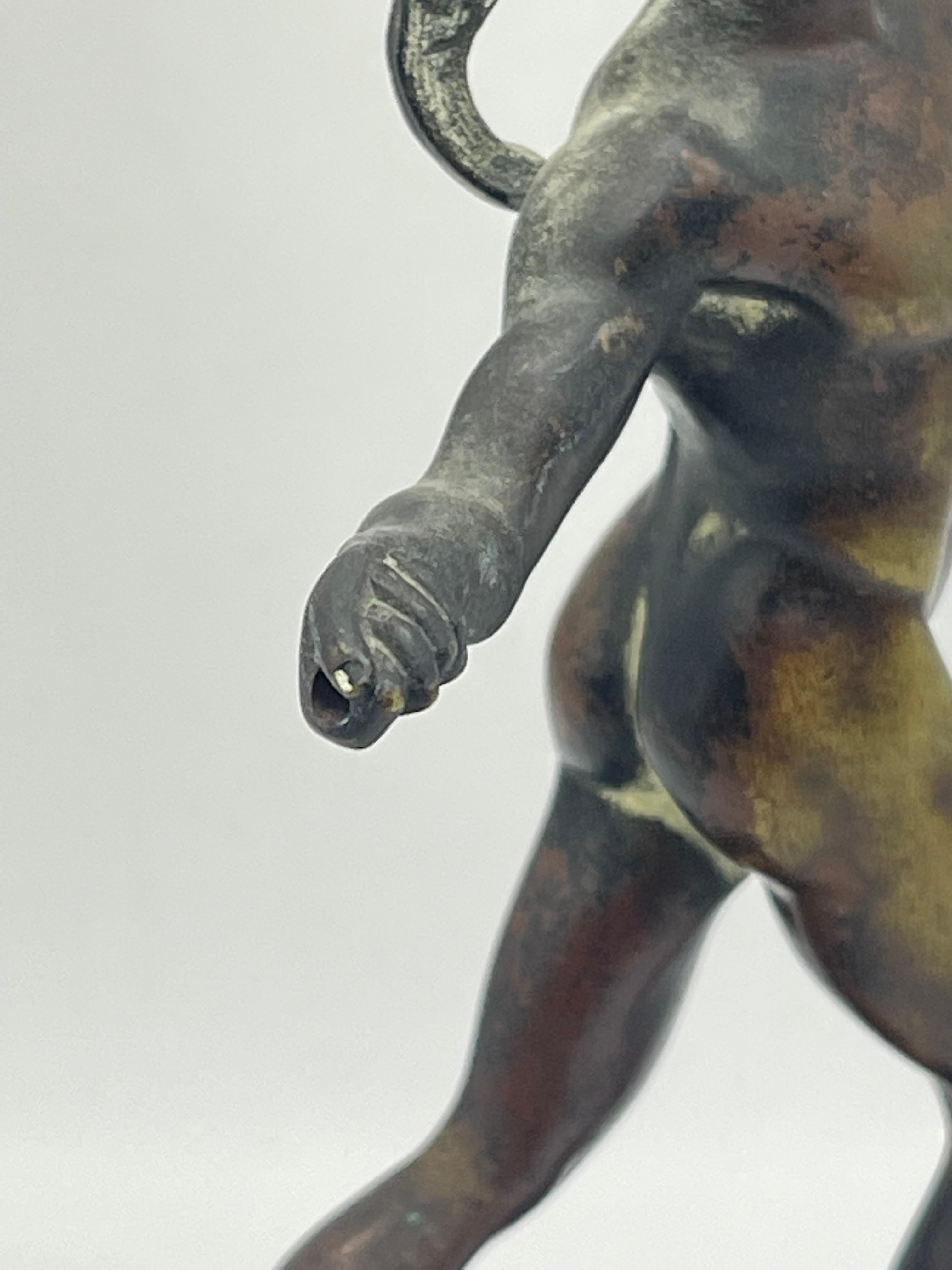 Antique Athletic bronze Warrior sculpture on marble base Greek figure For Sale 6