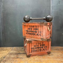 Antique Atlas Strongman Iron Circus Dumbbell 65 Pounds Vintage Carnival Relic