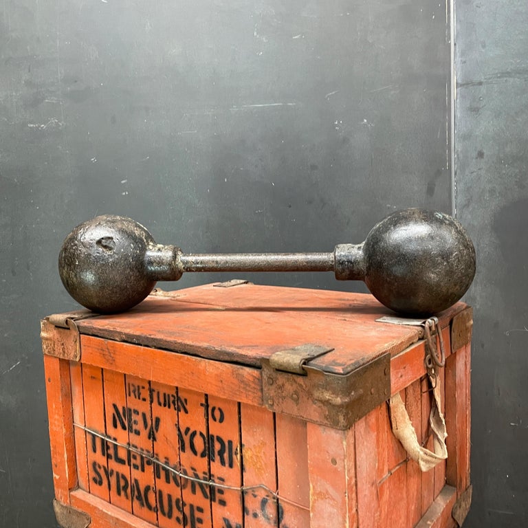 Antique Atlas Strongman Iron Circus Dumbbell 65 Pounds Vintage Carnival