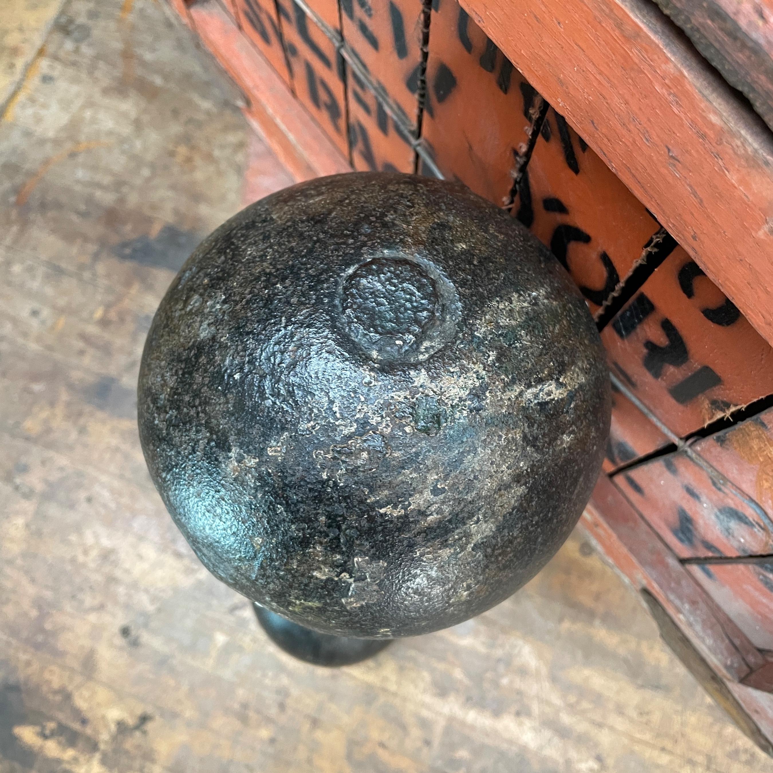 Industrial Antique Atlas Strongman Iron Circus Dumbbell 65 Pounds Vintage Carnival Relic For Sale