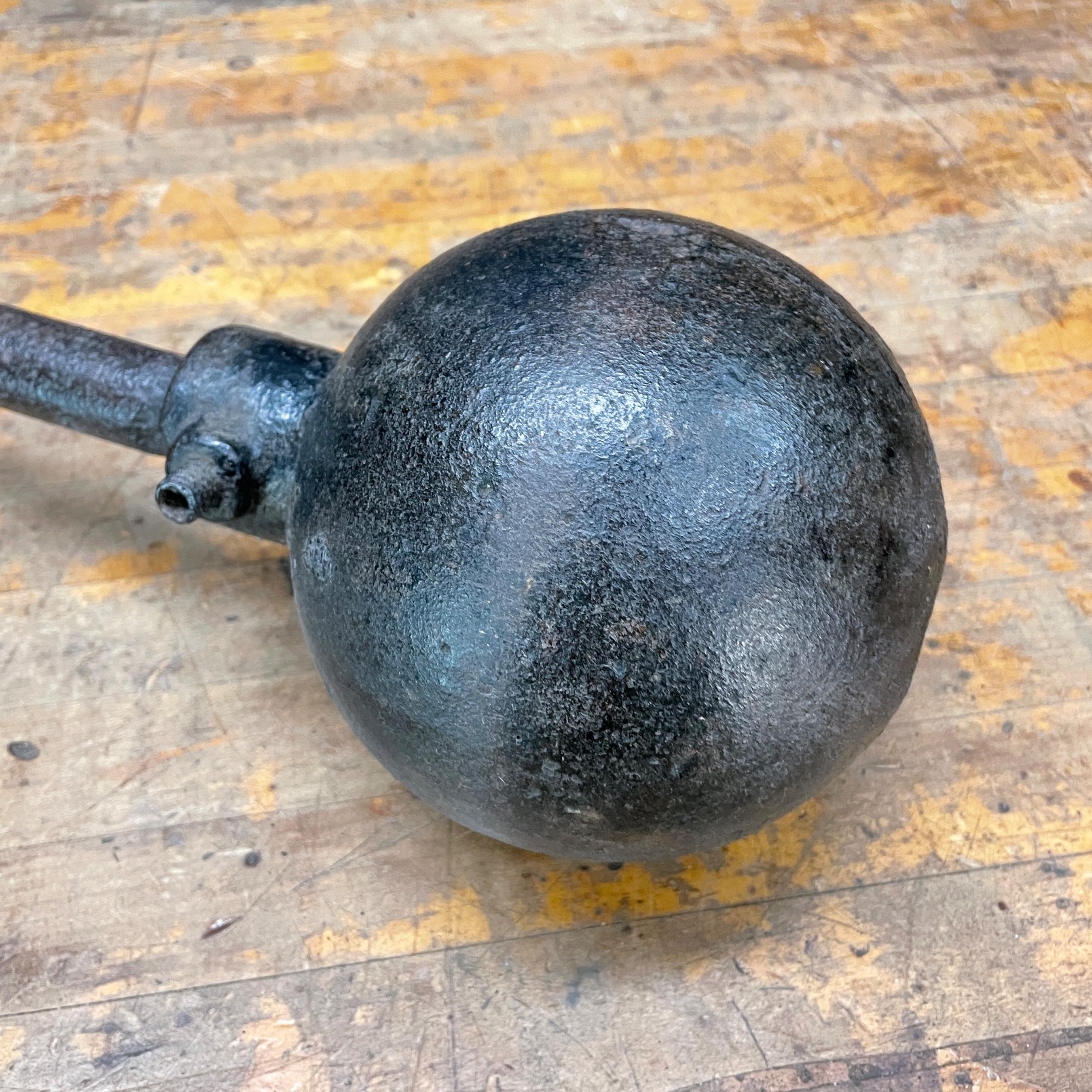Antique Atlas Strongman Iron Circus Dumbbell 65 Pounds Vintage Carnival Relic In Fair Condition For Sale In Hyattsville, MD