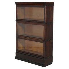 Antique Ats 
Crafts Mission Oak Three-Stack Barrister Bookcase C1920