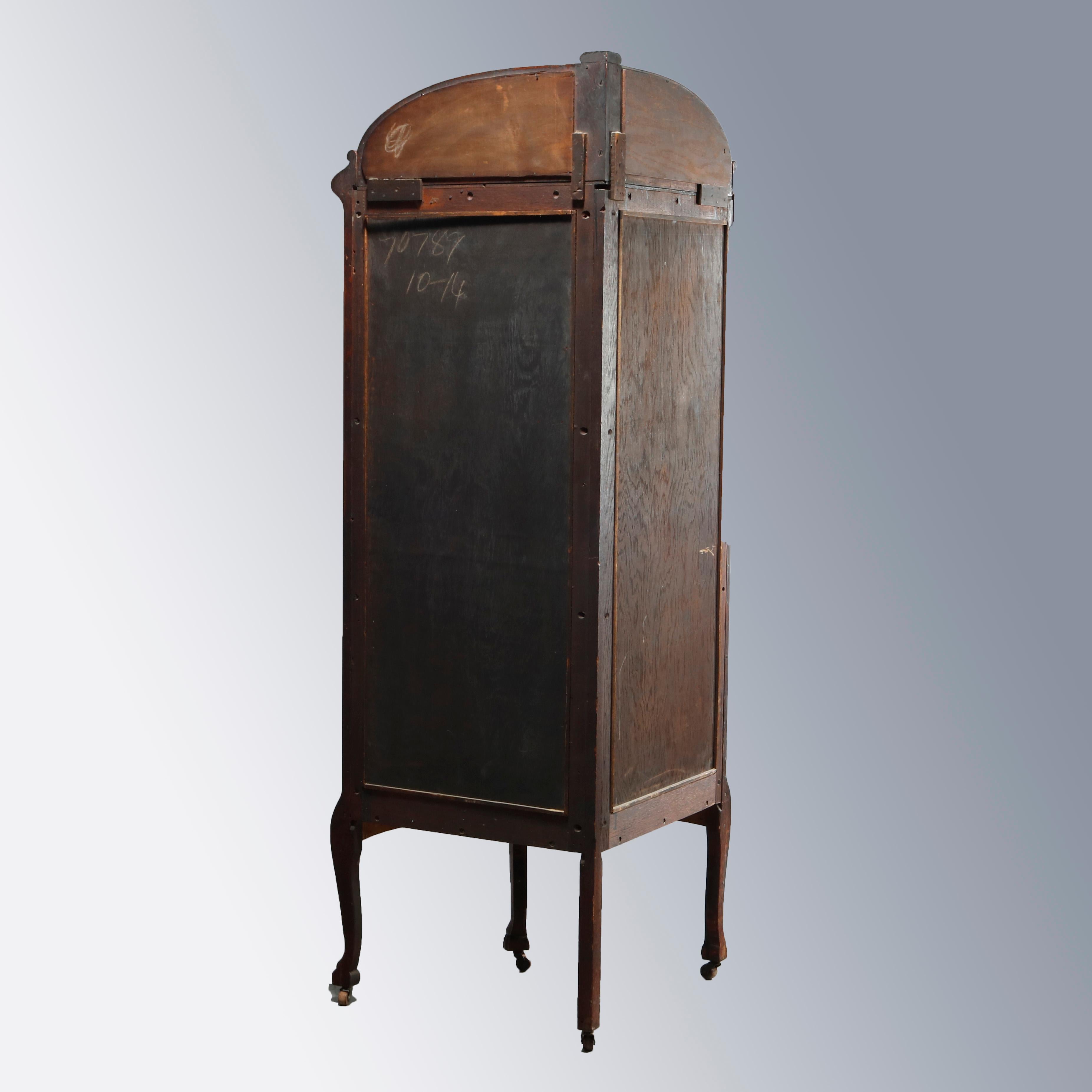 Antique Attr. RJ Horner Oak Curved Glass Door Corner Display Cabinet, c1910 8