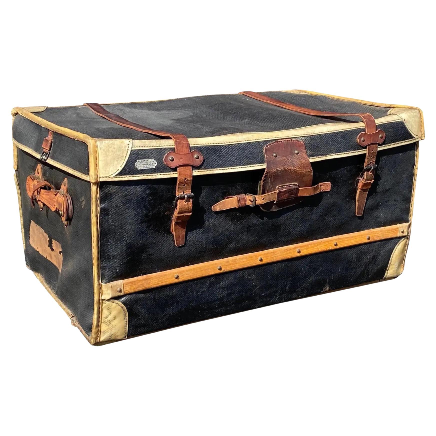 Antique Au Depart French Trunk From Paris For Sale