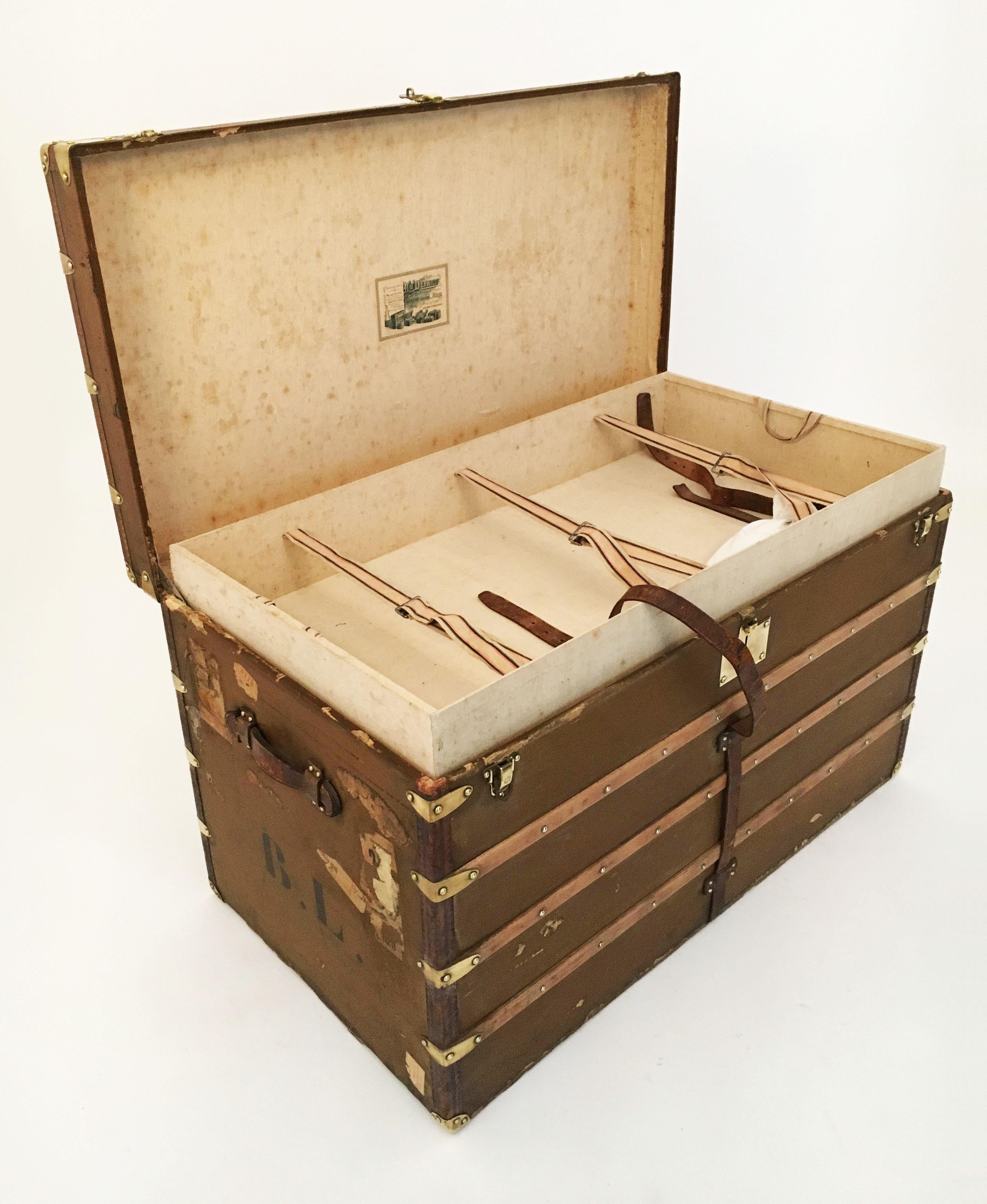 Antique Au Départ Steamer Trunk, France, 1910s For Sale 4