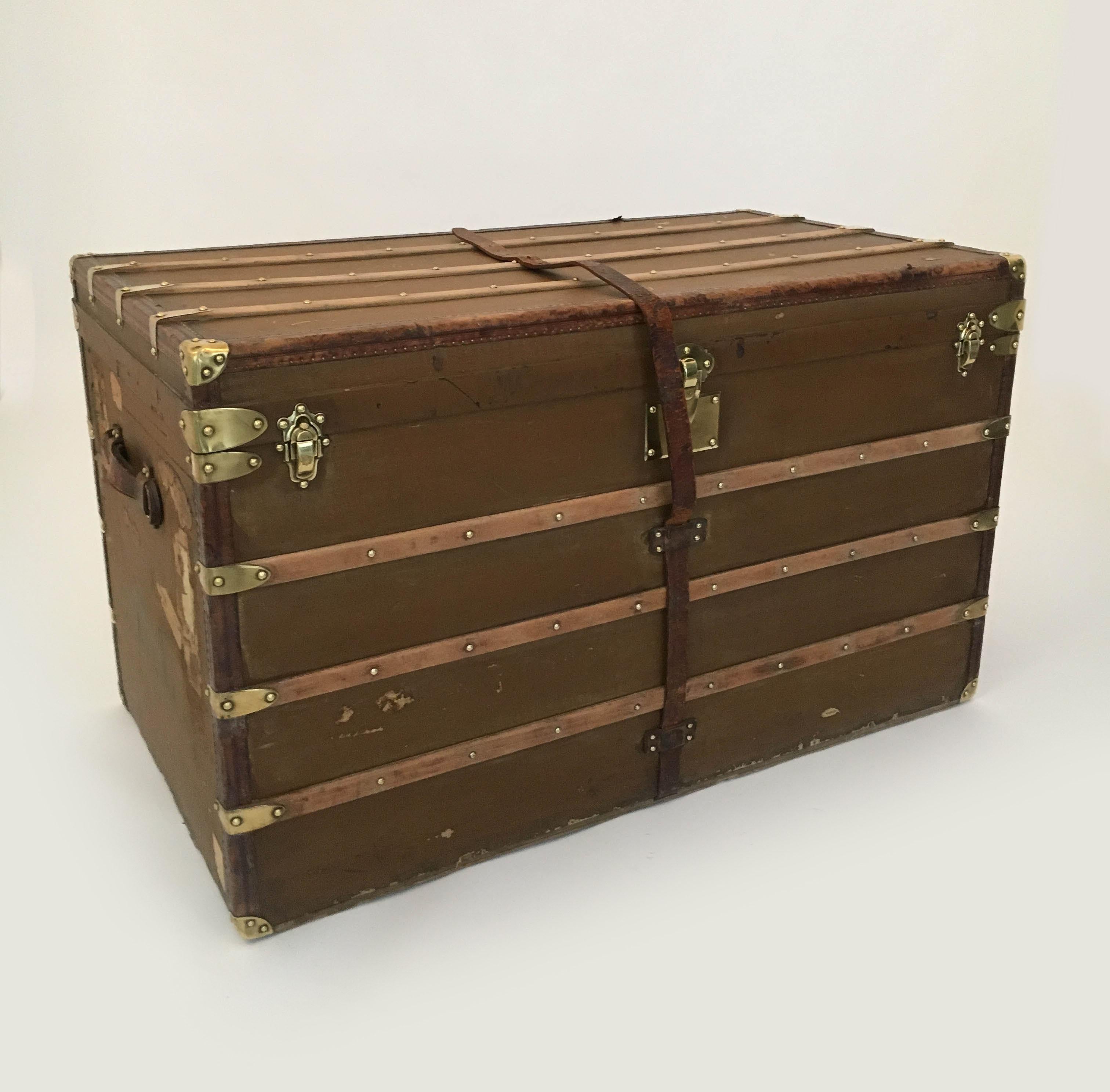 Antique Au Départ Steamer Trunk, France, 1910s For Sale 8