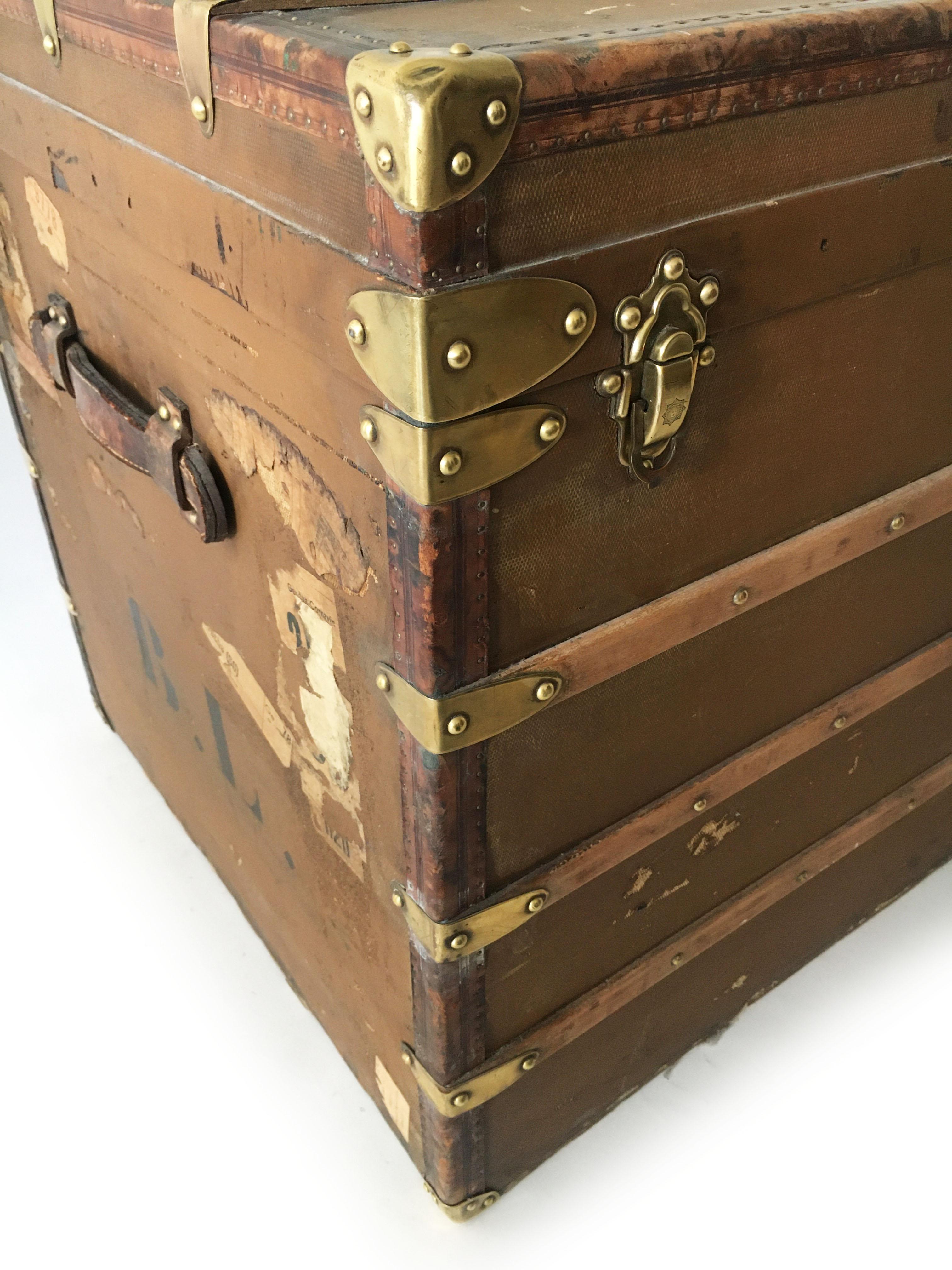 Early 20th Century Antique Au Départ Steamer Trunk, France, 1910s For Sale