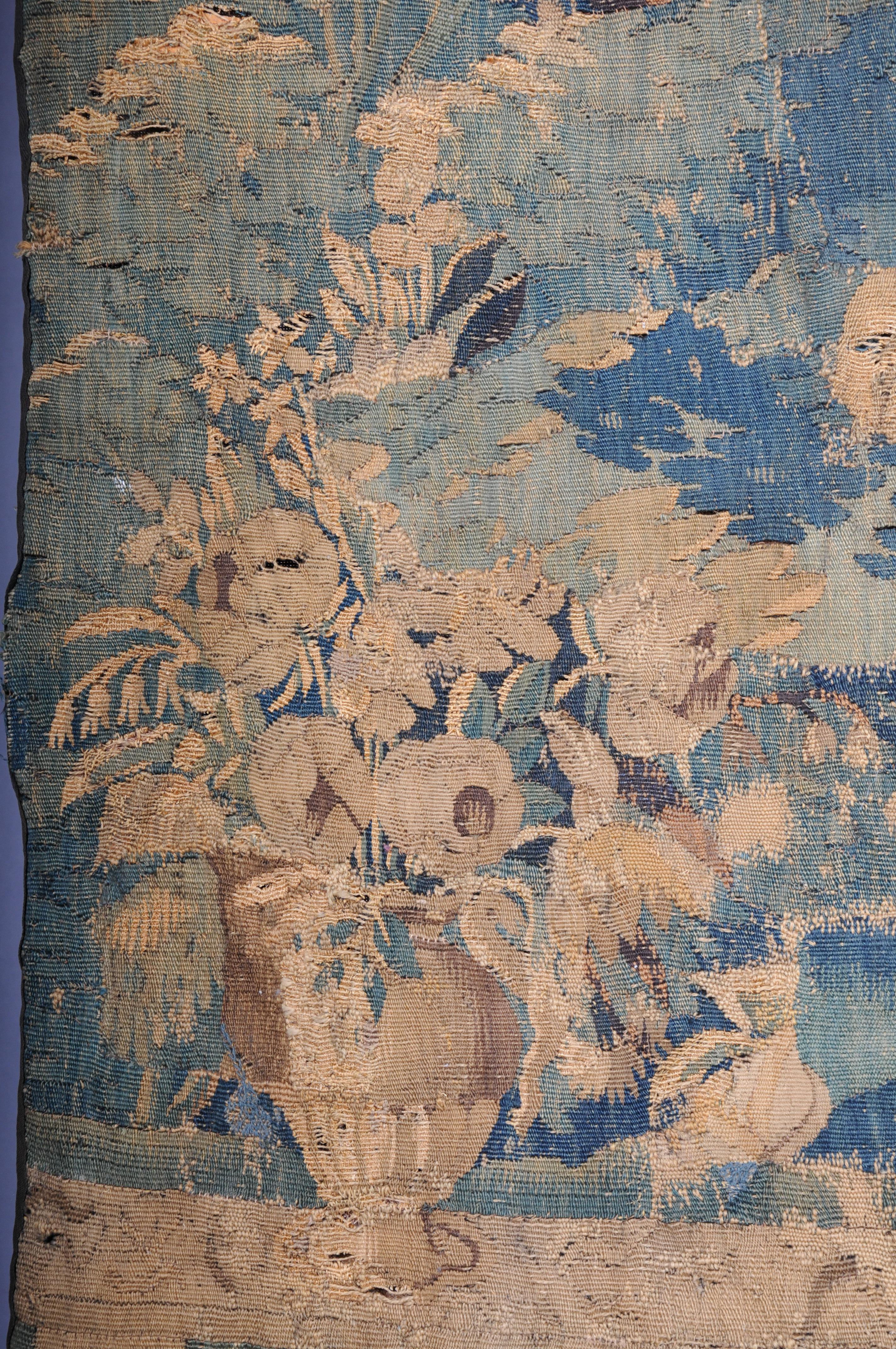 Antique Aubosson/Gobelein wall carpet, France 17th century. Verdure motif, silk For Sale 7