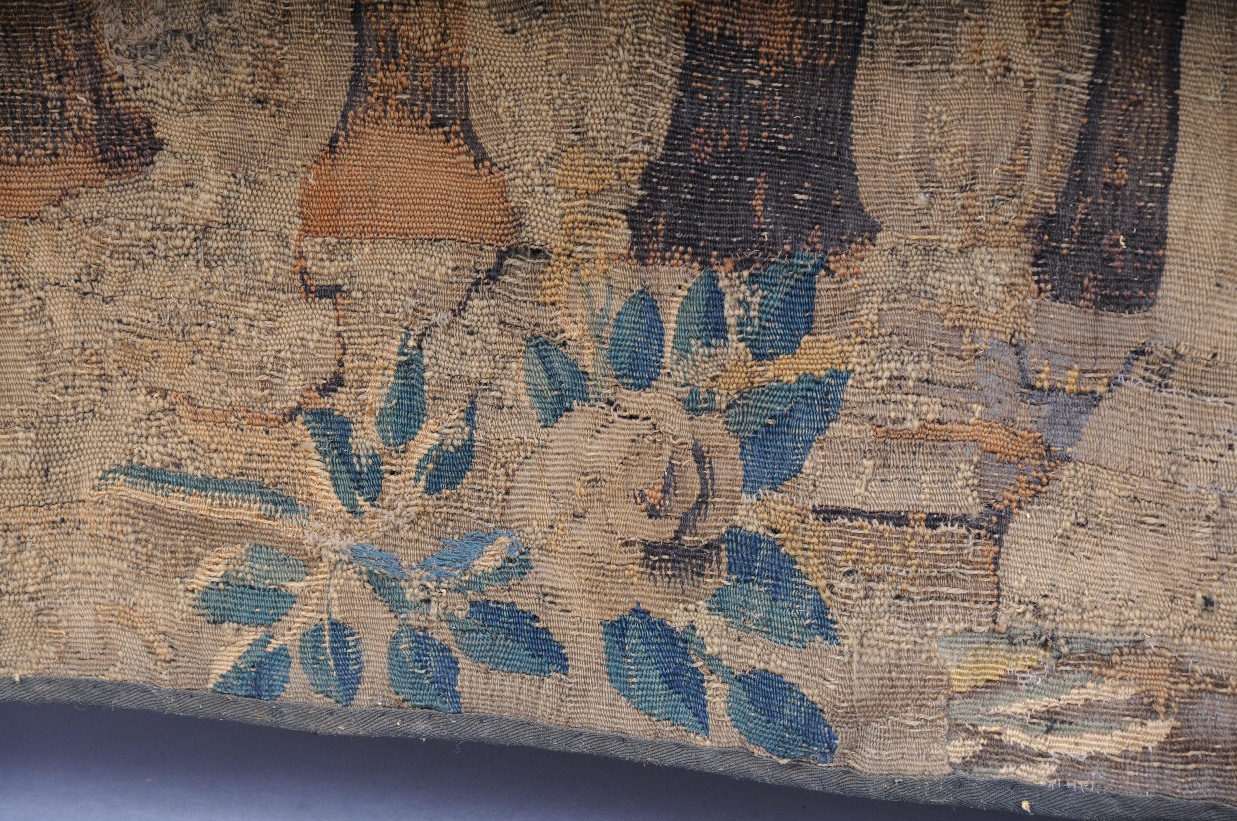 Antique Aubosson/Gobelein wall carpet, France 17th century. Verdure motif, silk For Sale 11