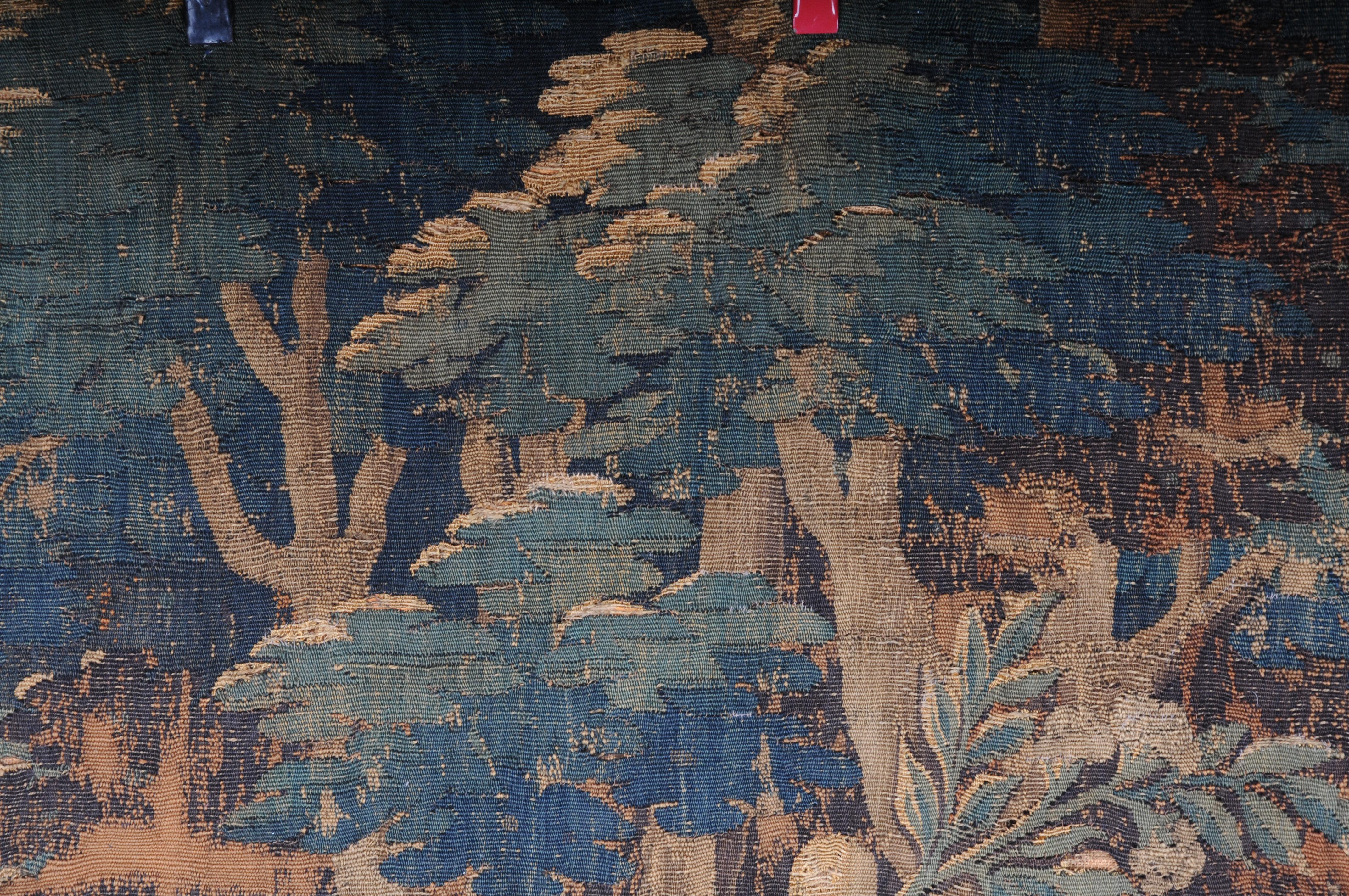 Antique Aubosson/Gobelein wall carpet, France 17th century. Verdure motif, silk For Sale 1