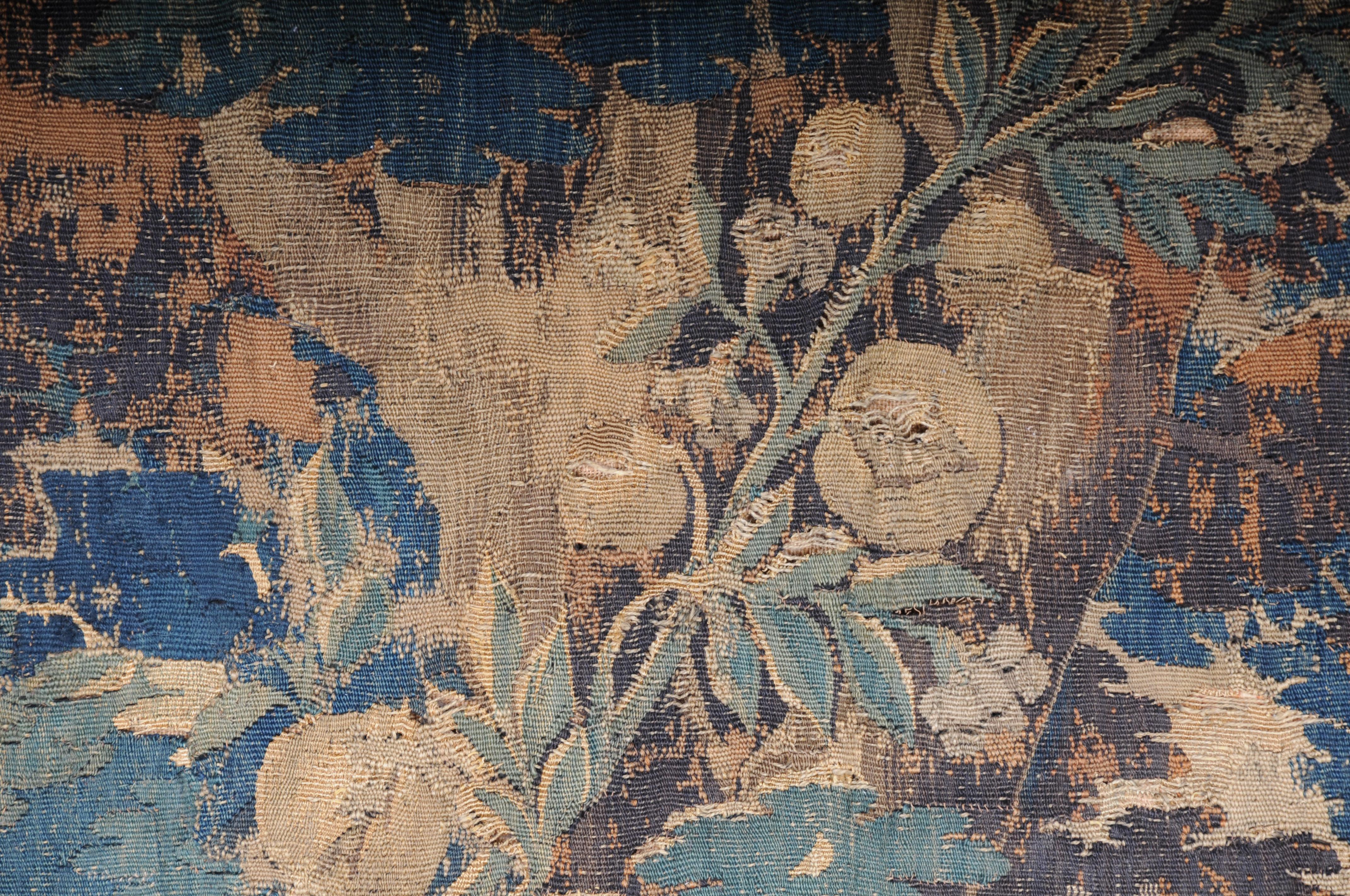 Antique Aubosson/Gobelein wall carpet, France 17th century. Verdure motif, silk For Sale 2