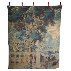 Antique Aubosson/Gobelein wall carpet, France 17th century. Verdure motif, silk