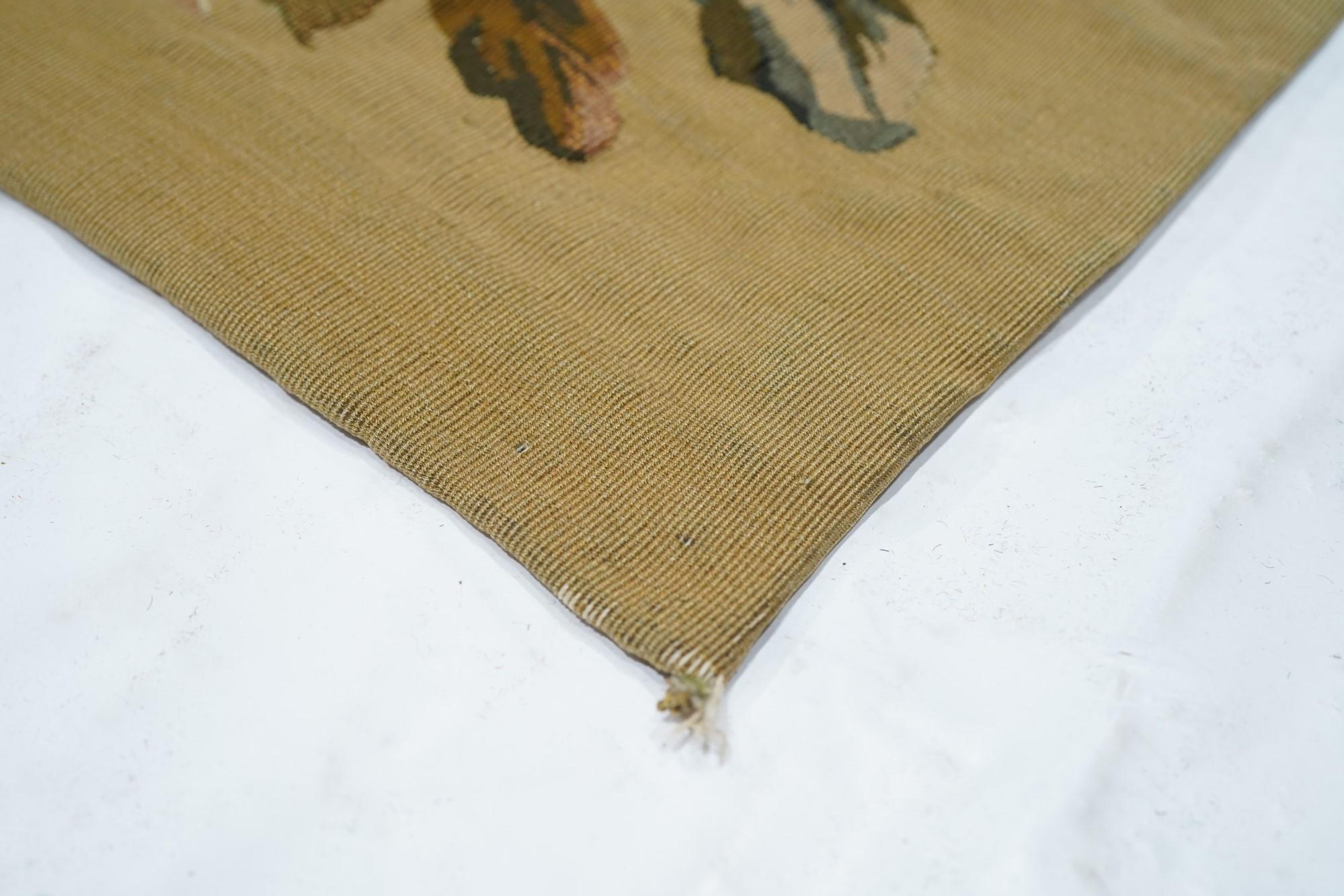 Antique Aubusson-Beauvais French Tapestry Rug 2'2'' x 4'6'' In Excellent Condition For Sale In New York, NY