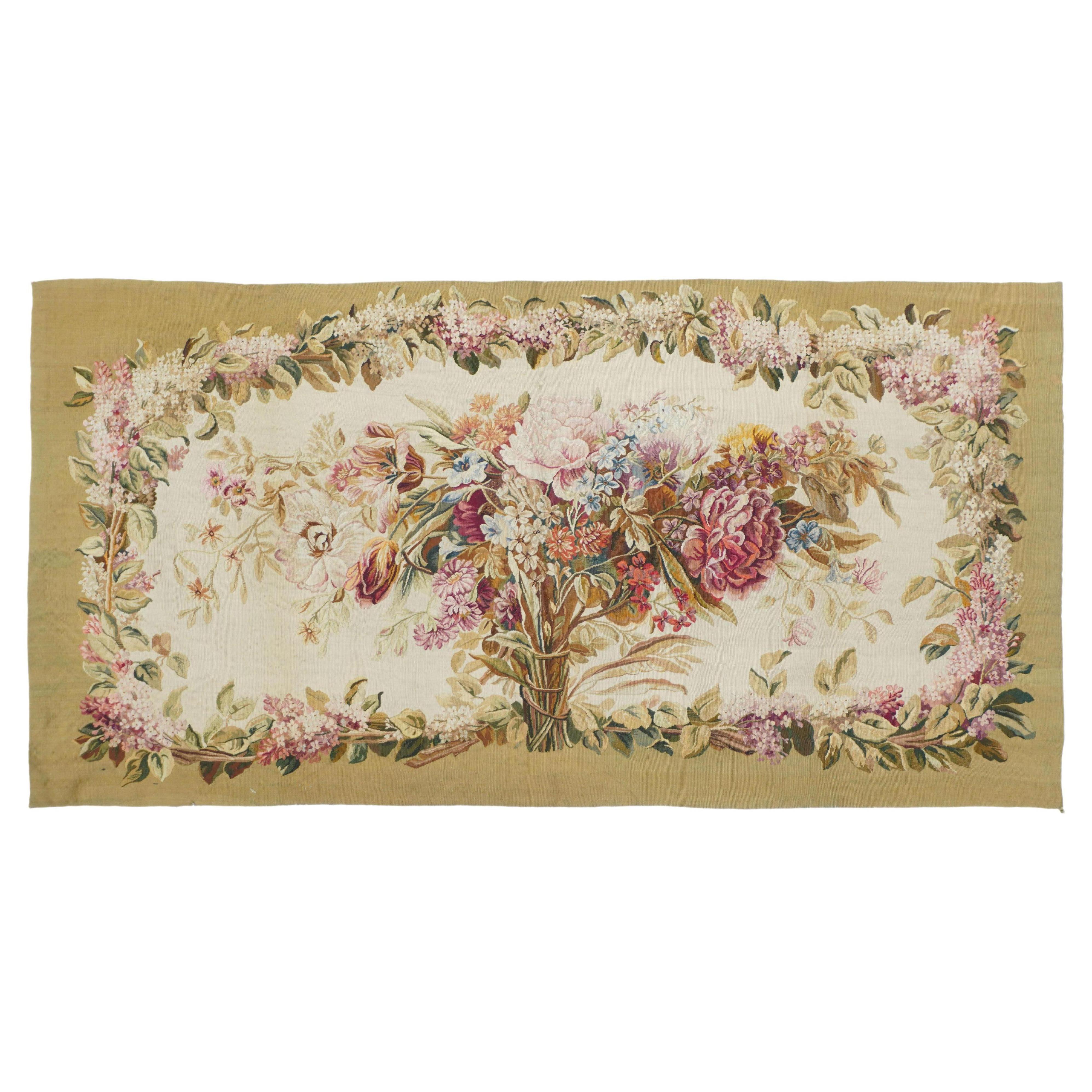 Antique Aubusson-Beauvais French Tapestry Rug 2'2'' x 4'6'' For Sale