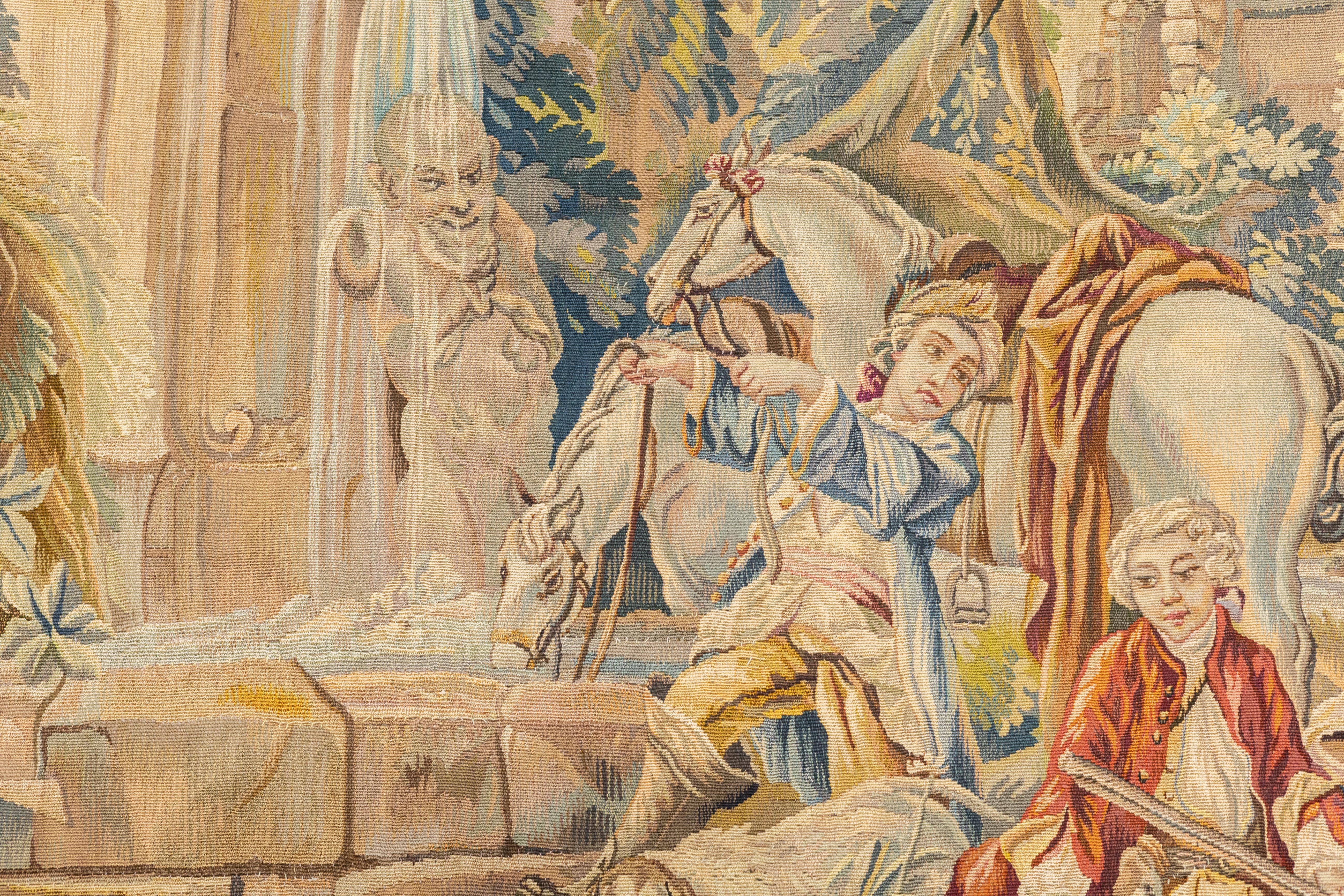Antique Aubusson-Beauvais Pictorial French Tapestry 4'9'' x 6'3'' For Sale 8