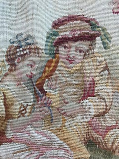 Bobyrug’s Antique Aubusson Cushion Chair Cover Tapestry