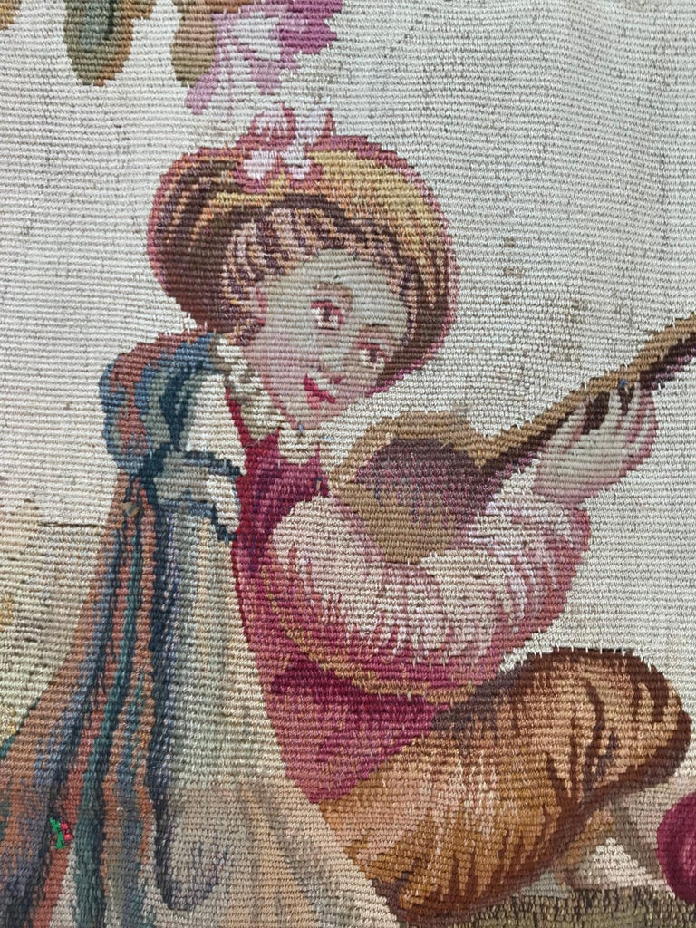 Antique aubusson cushion chair cover tapestry For Sale at 1stdibs