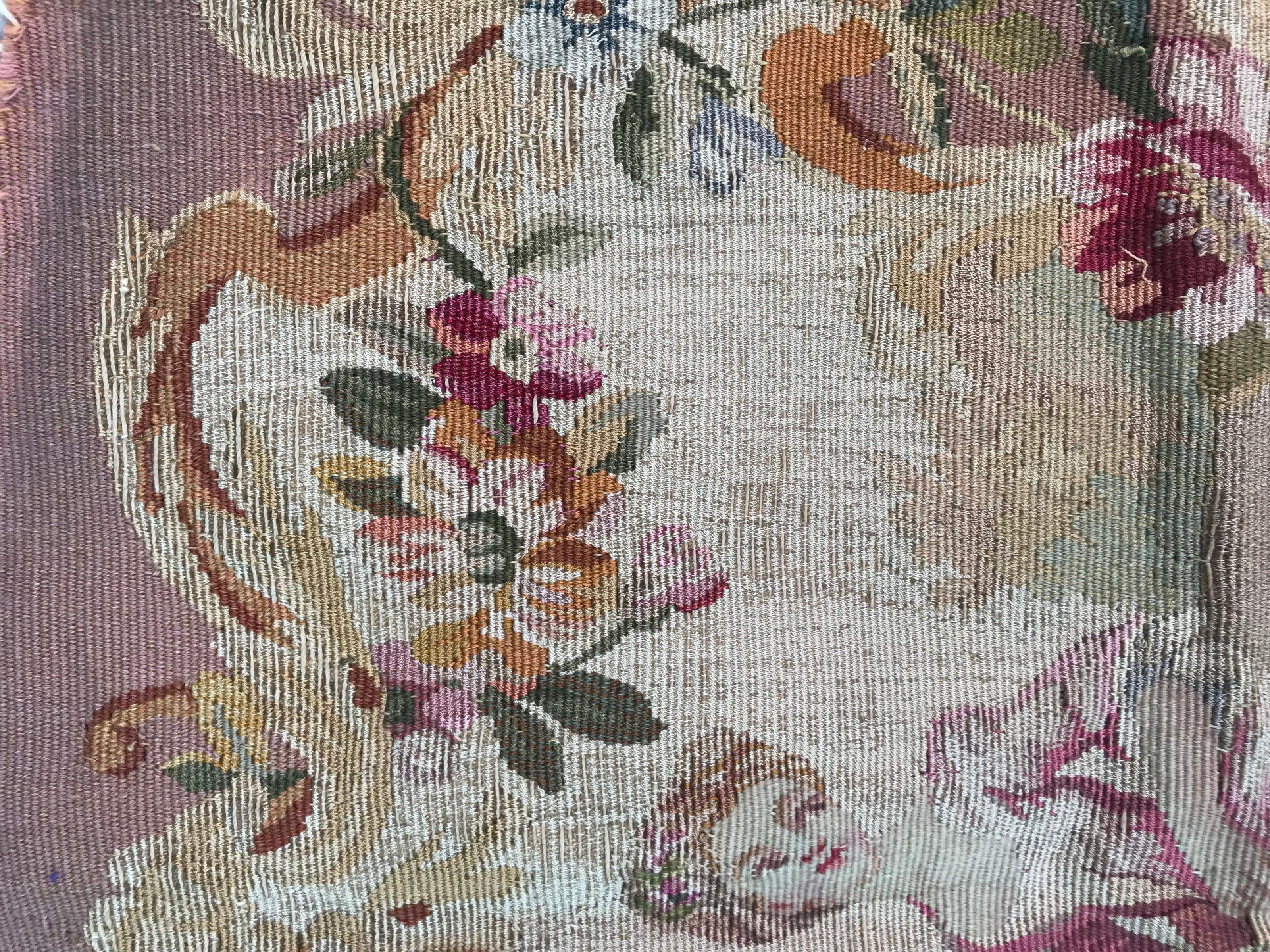 Bobyrug's Antique Aubusson Cushion Chair Cover Tapestry (Tapisserie) Bon état - En vente à Saint Ouen, FR