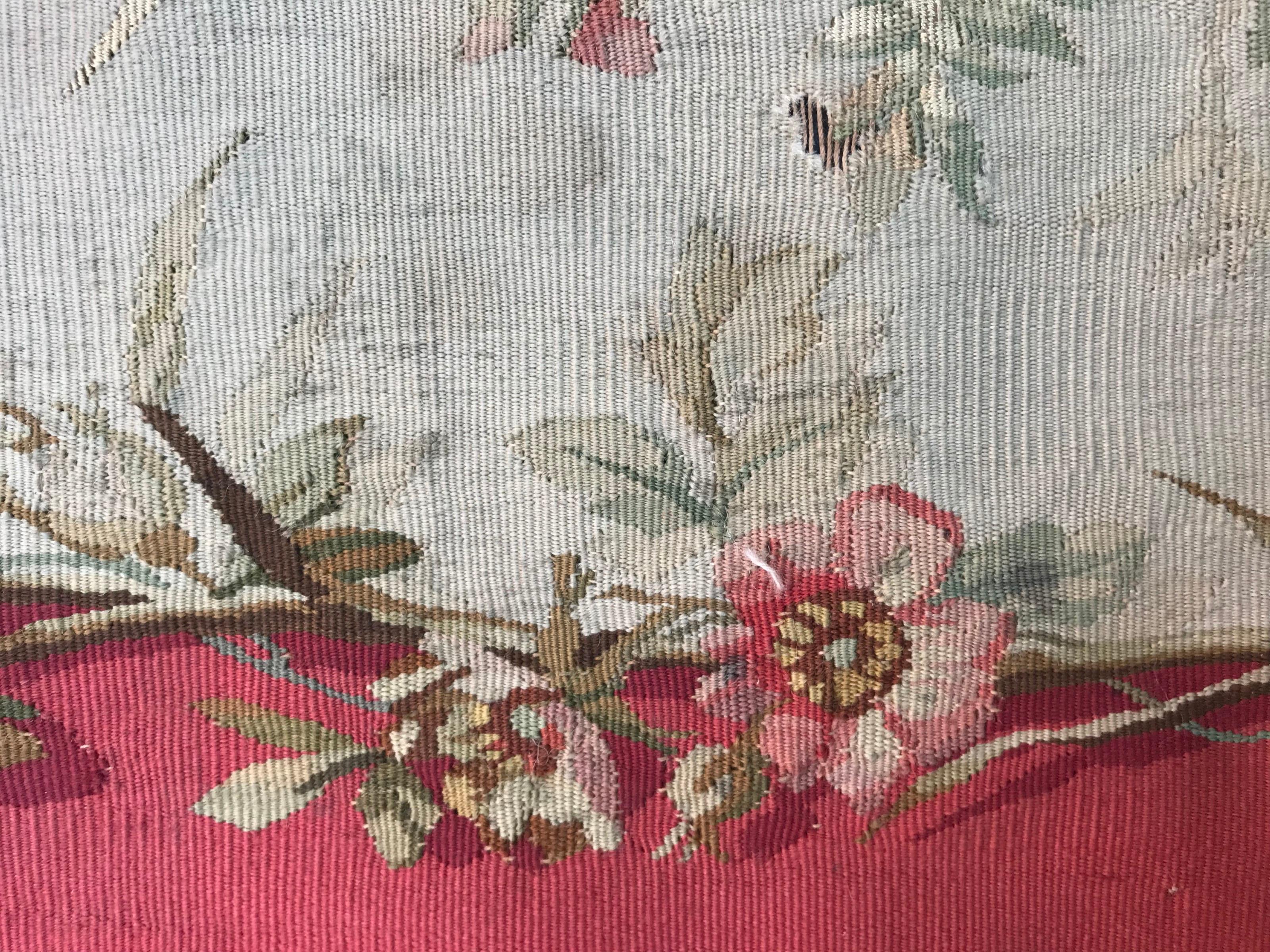 Ancienne couverture de chaise à coussin Aubusson en tapisserie en vente 1