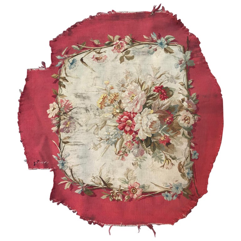 Antique Aubusson Cushion Chair Cover Tapestry For Sale at 1stdibs