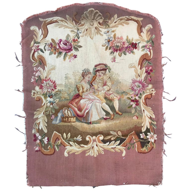 Antique Aubusson Cushion Chair Cover Tapestry For Sale at 1stDibs