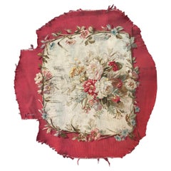 Ancienne couverture de chaise à coussin Aubusson en tapisserie