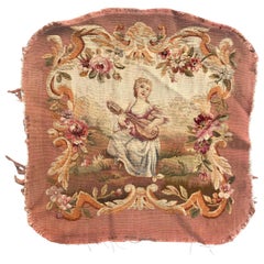 Bobyrug's Antique Aubusson Cushion Chair Cover Wandteppich