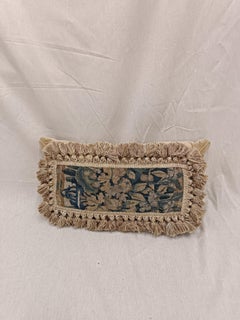 Antique Aubusson Cushion Cover, Floral Tapestry Pillow, Rectangula Needlepoint