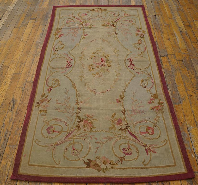 Hand-Woven Late 19th Century French Aubusson Carpet  ( 3' x 6'6