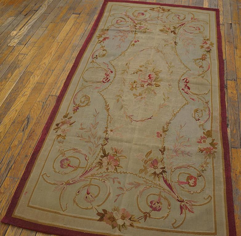 Wool Late 19th Century French Aubusson Carpet  ( 3' x 6'6