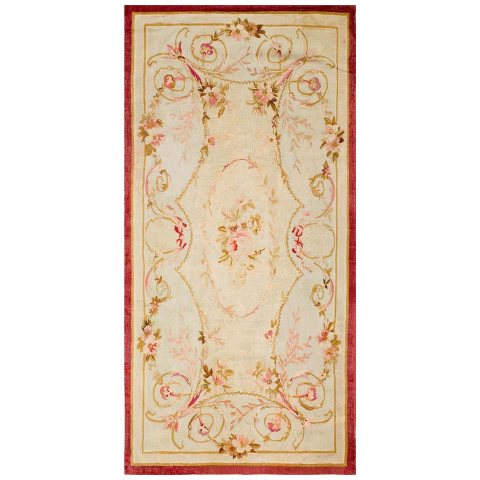 Traditional European Rug Antique European French Aubusson Rug with Rosset and Floral Design in ...