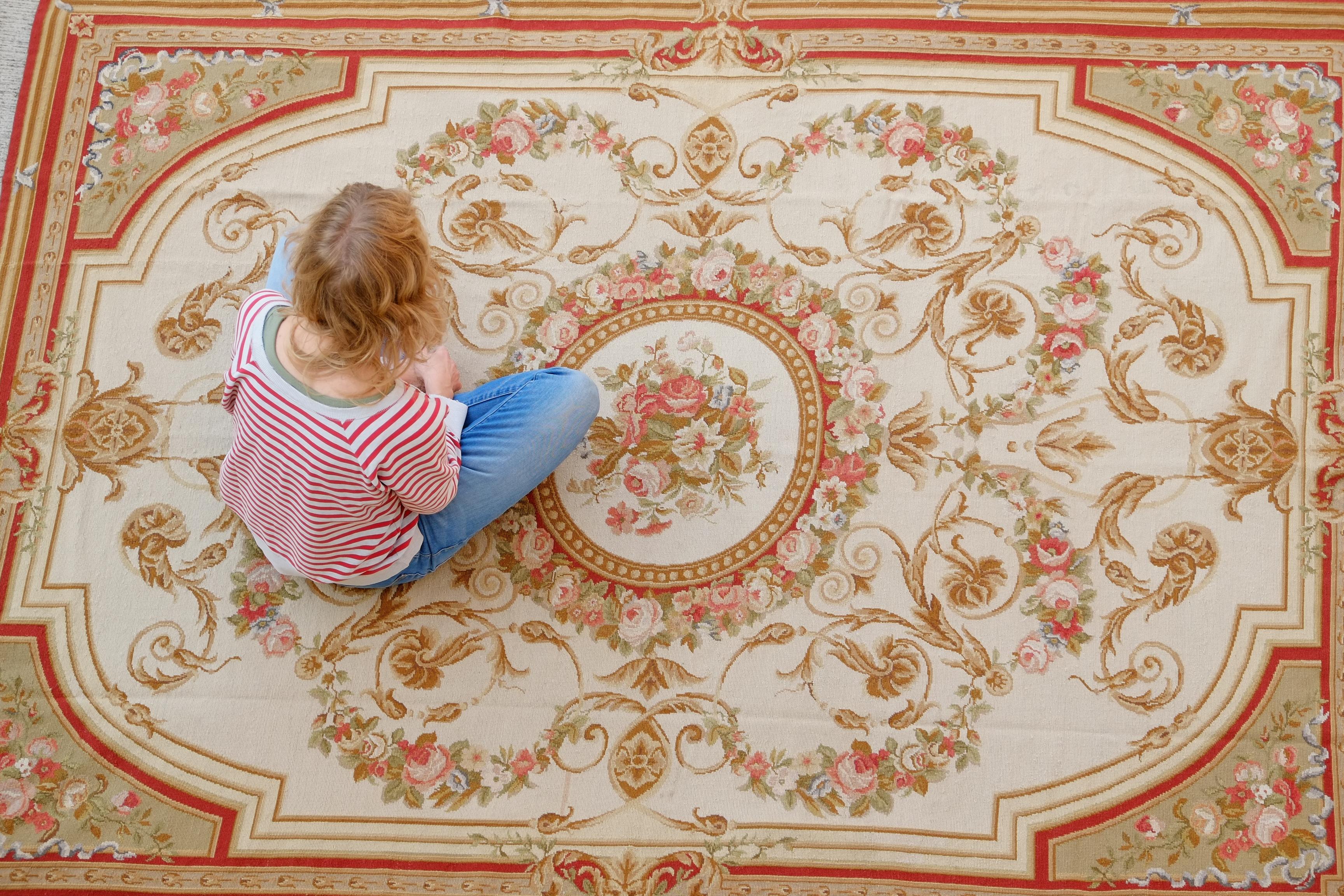 Aubusson Extra Large Tapestry Rug Carpet In Good Condition For Sale In Leicester, GB