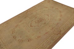 Antique Aubusson Flatweave Oversized Rug in Cream with Florals
