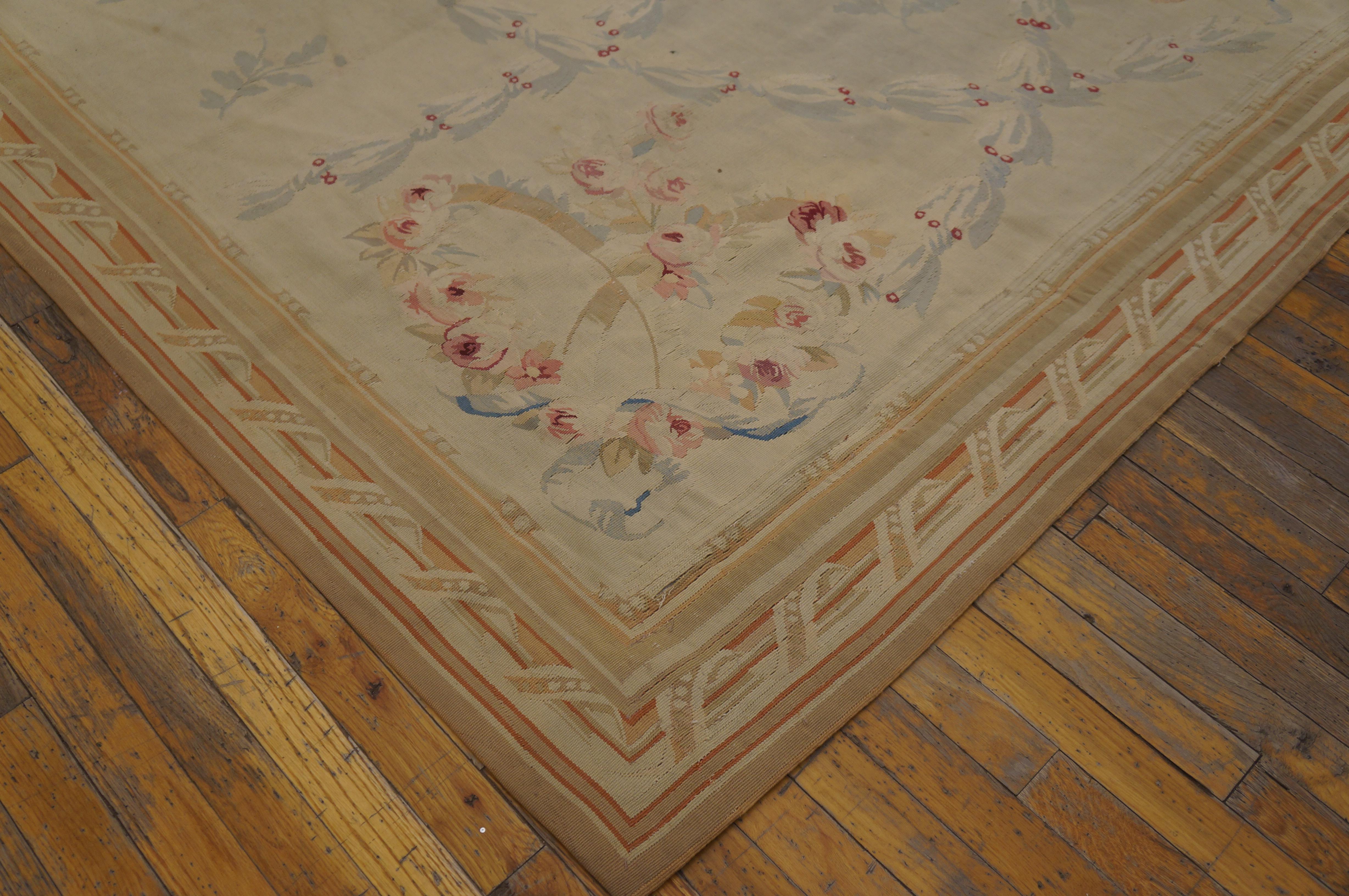 Antique French Aubusson Carpet 
 10'6