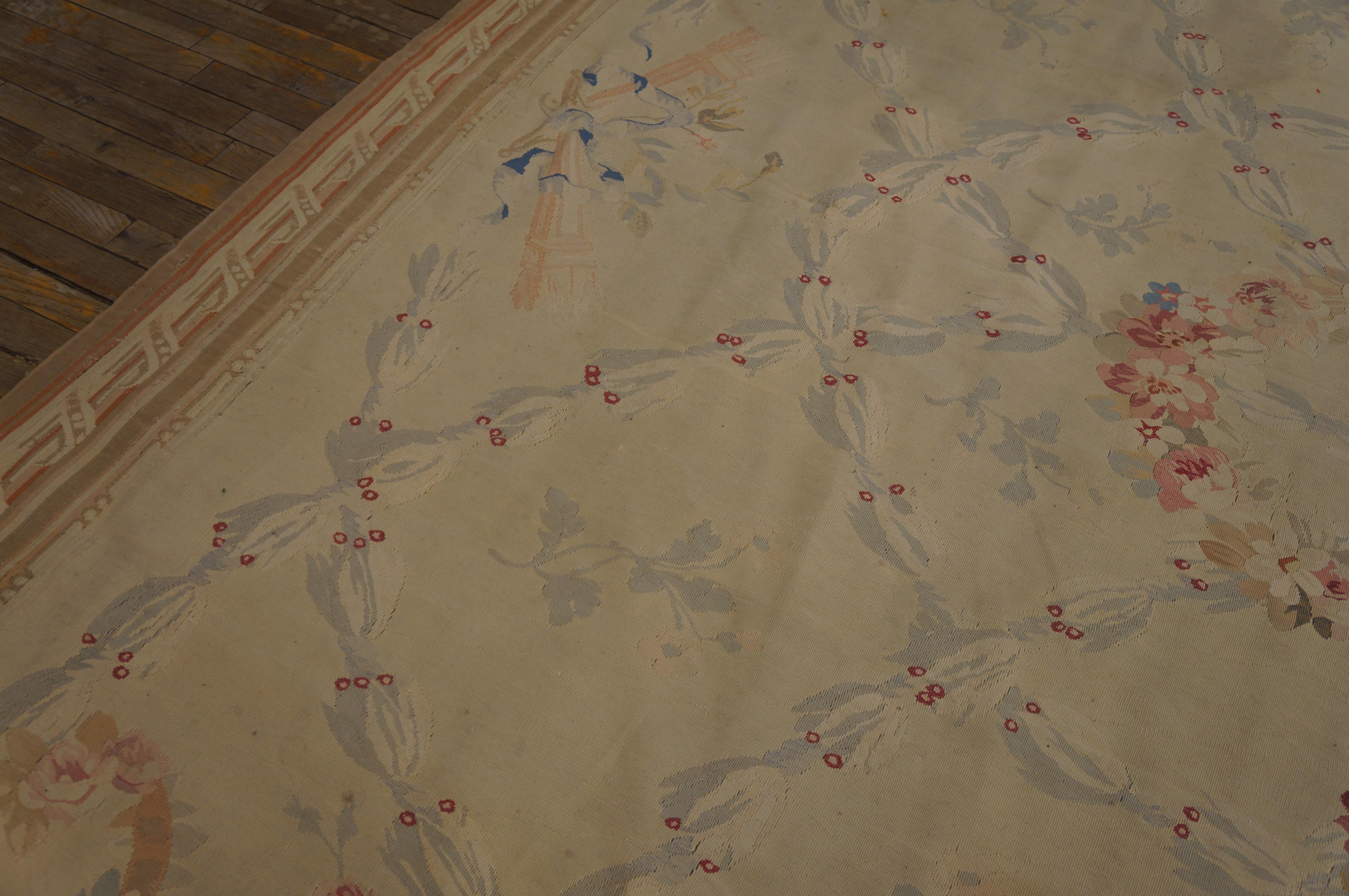 Late 19th Century Antique French Aubusson Rug 10' 6