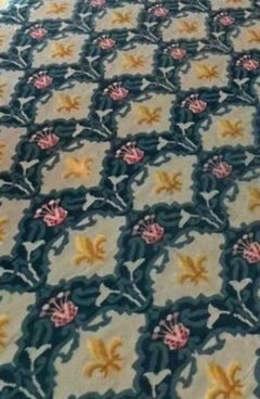 Antique Aubusson French Tapestry Vibrant Floral Lattice Design - Rug & Kilim