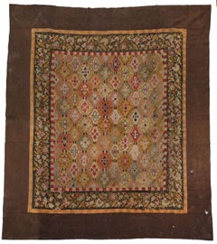 Antique Aubusson Needlepoint Rug Floral Lattice in Multicolour - Rug & Kilim