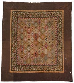 Antique Aubusson Needlepoint Rug Floral Lattice in Multicolour - Rug & Kilim