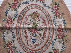 Antique Aubusson Oval Chair Back Cover Fragment