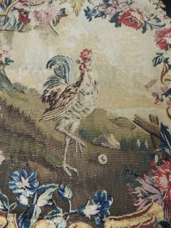 Antique Aubusson Oval Tapestry Fragment